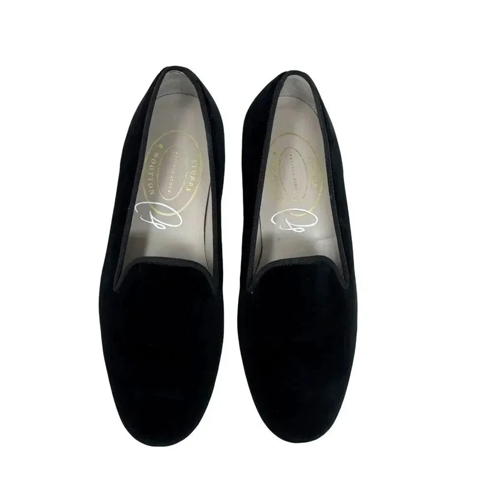 Stubbs & Wootton Velvet "INSECURE" Loafer Slipper Shoes black mens size 9